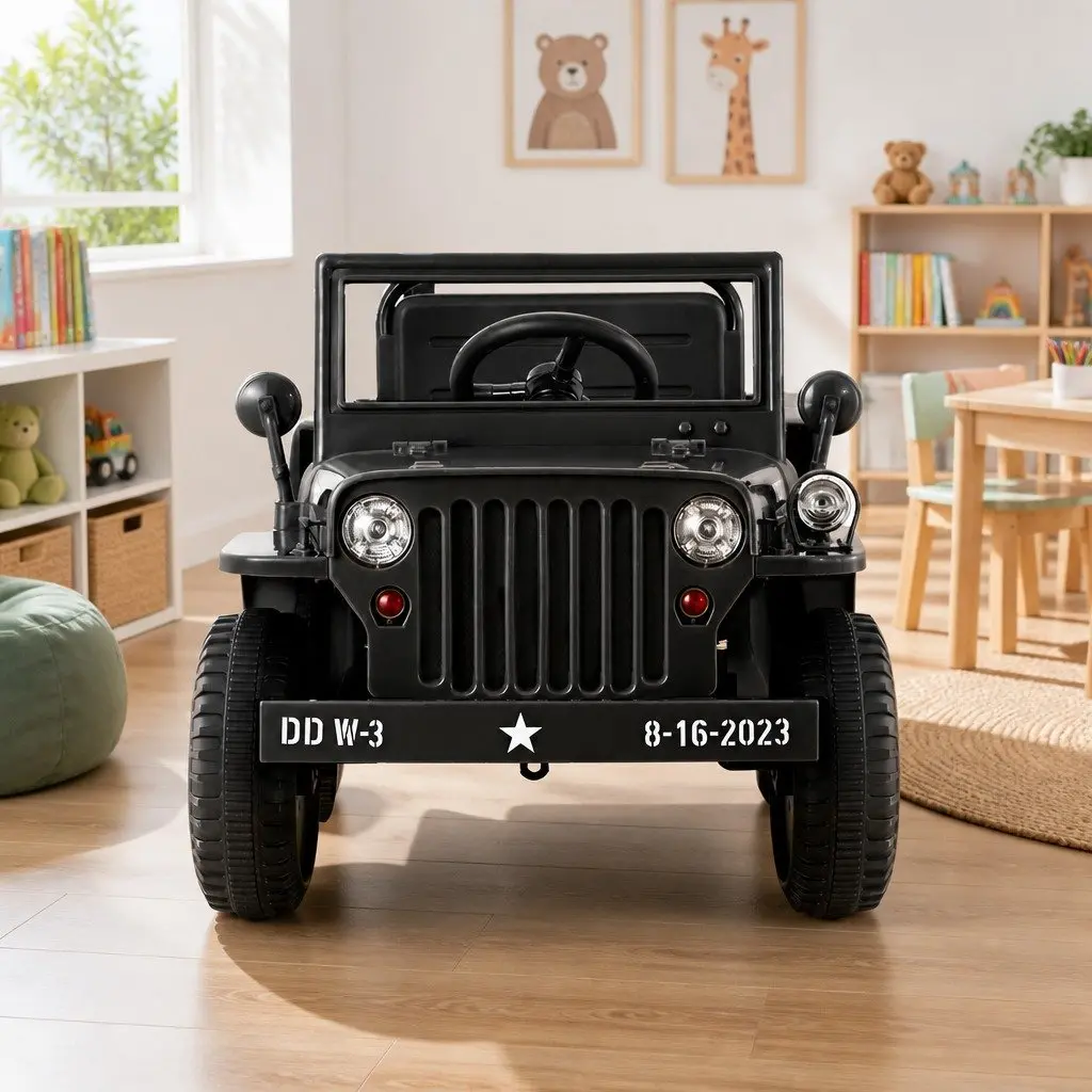 Kids Ride On Car Electric 12V Black Off-Road Jeep Toy with Remote Control