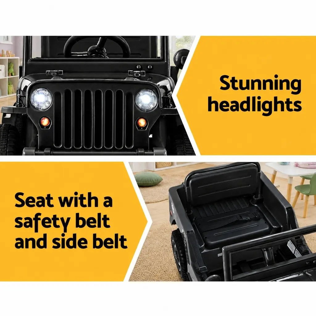 Kids Ride On Car Electric 12V Black Off-Road Jeep Toy with Remote Control