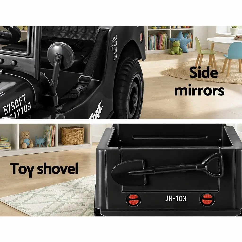 Kids Ride On Car Electric 12V Black Off-Road Jeep Toy with Remote Control