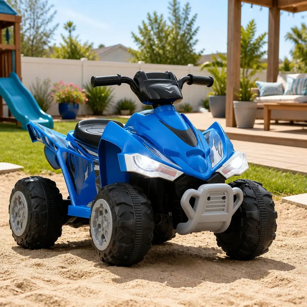 Kids Ride On Car 12V Electric ATV Quad Motorbike Toy Outdoor Blue 3+ Years