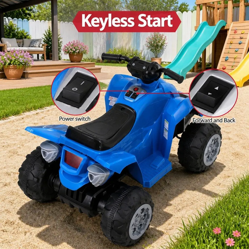 Kids Ride On Car Blue 12V Electric ATV Quad Motorbike Toy Outdoor 3 Years
