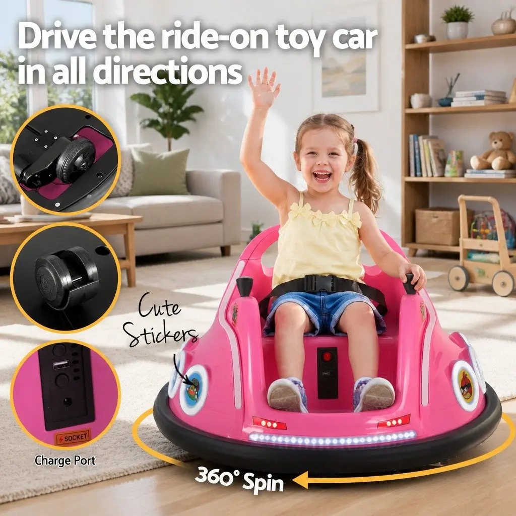 Kids Ride On Bumper Car Blue 73cm Soft Bumper Remote Control Joystick 360 Degree Rotation