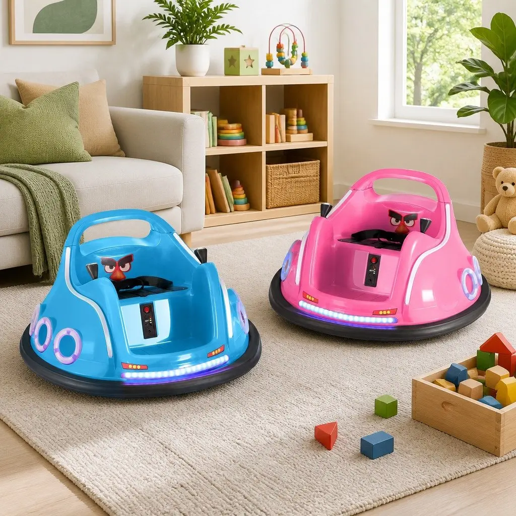 Kids Ride On Bumper Car Blue 73cm Soft Bumper Remote Control Joystick 360 Degree Rotation