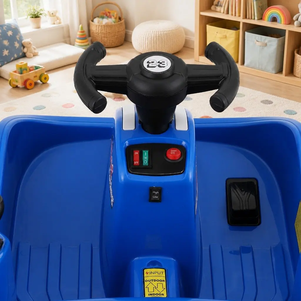 Ride On Bumper Car Blue 6V Electric Toy with Remote Control Steering Wheel
