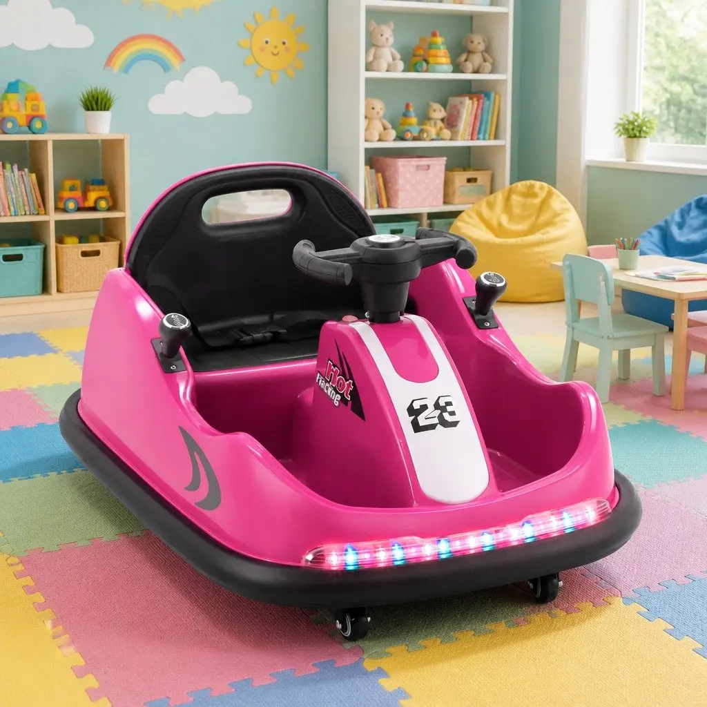 Kids Ride On Bumper Car Pink 6V Electric Toy Remote Control Steering Wheel