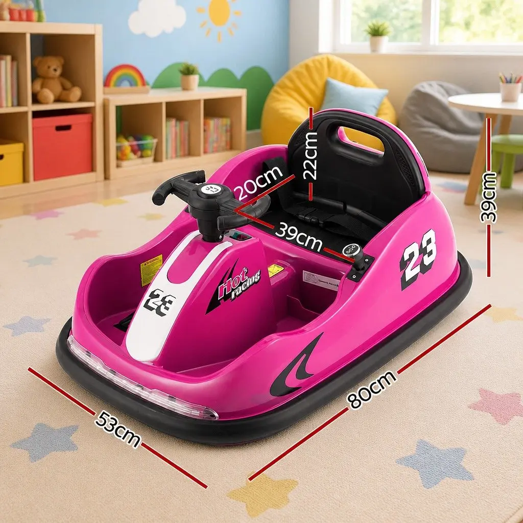 Kids Ride On Bumper Car Pink 6V Electric Toy Remote Control Steering Wheel