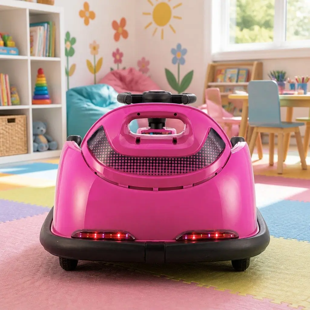Kids Ride On Bumper Car Pink 6V Electric Toy Remote Control Steering Wheel