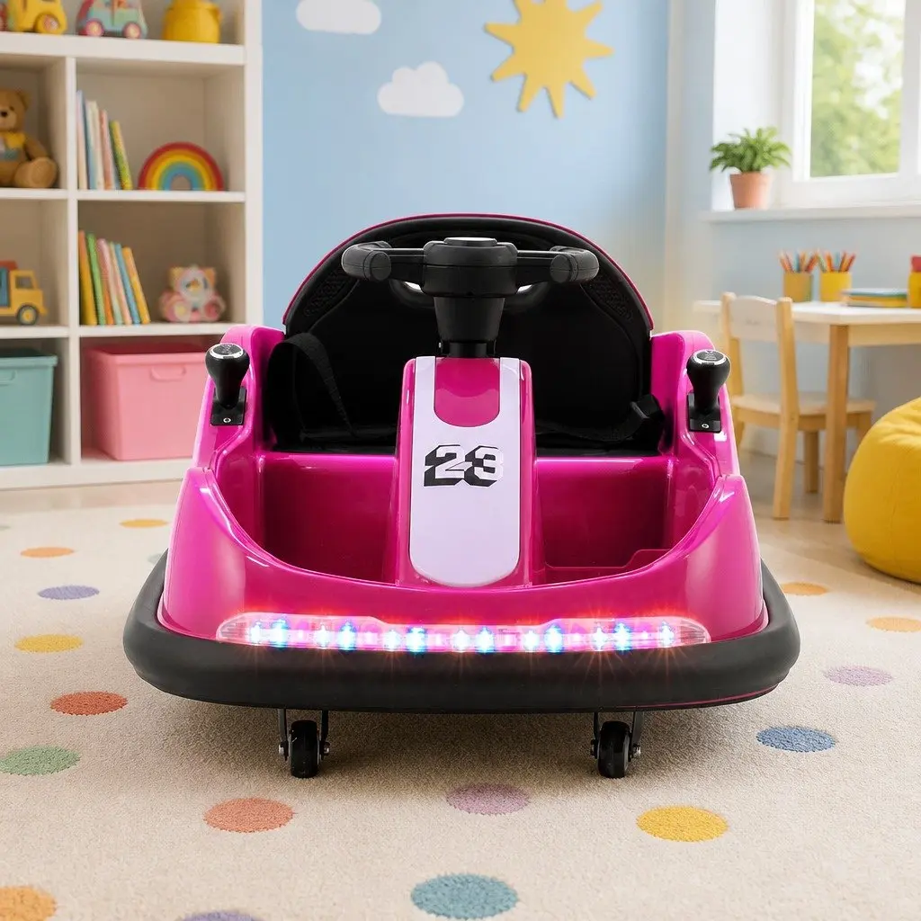 Kids Ride On Bumper Car Pink 6V Electric Toy Remote Control Steering Wheel
