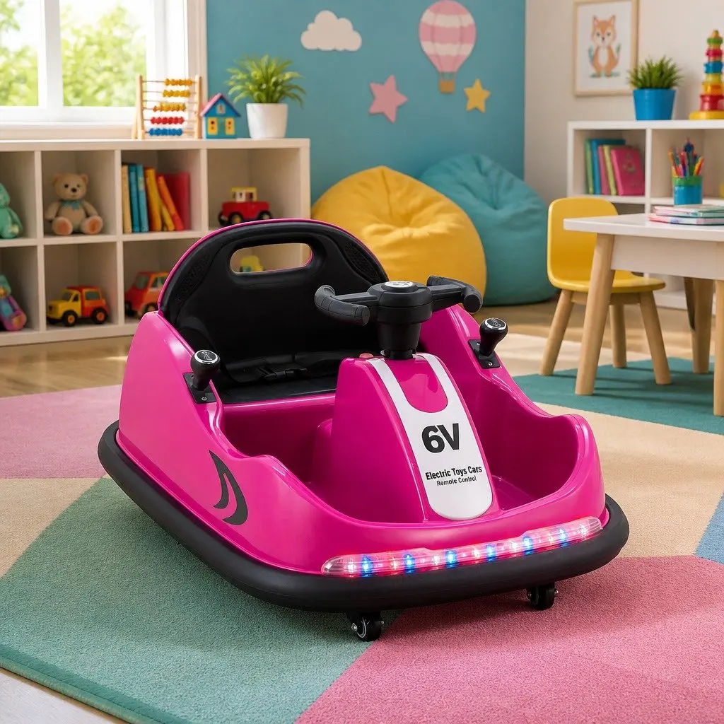Kids Ride On Bumper Car Pink 6V Electric Toy Remote Control Steering Wheel