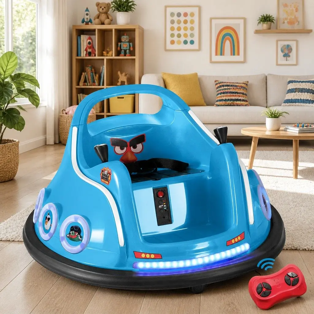Ride On Car Blue 6V Battery Powered Joystick Control with Remote Control and Music for Kids