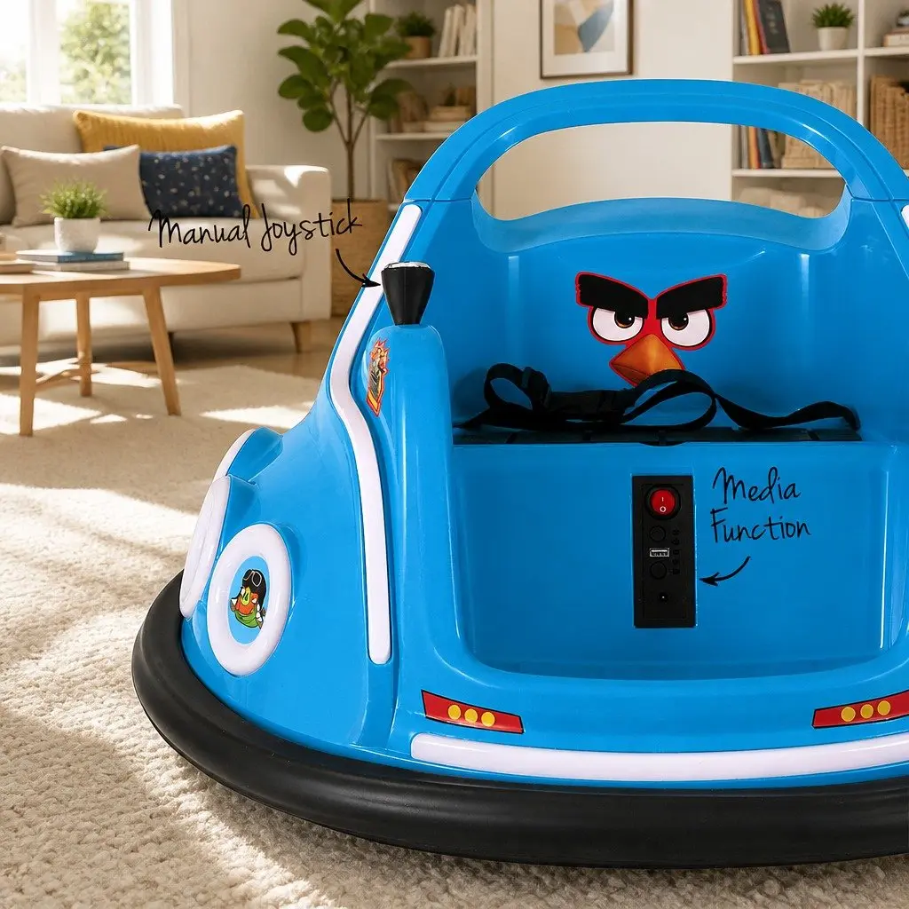 Ride On Car Blue 6V Battery Powered Joystick Control with Remote Control and Music for Kids