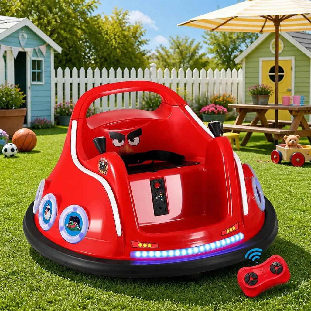 Ride On Bumper Car Red 6V Joystick Remote Control Dual Motors 360 Degree Rotation