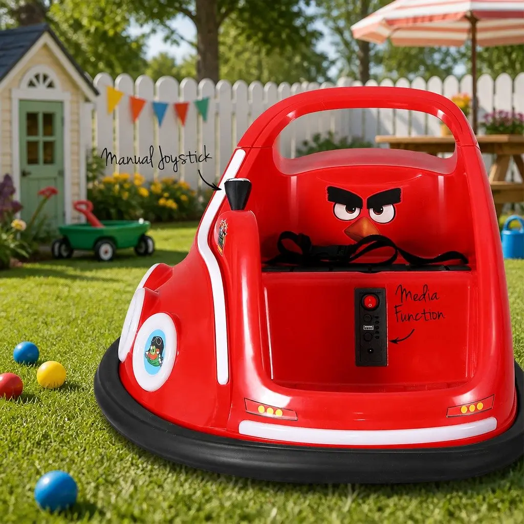 Ride On Bumper Car Red 6V Joystick Remote Control Dual Motors 360 Degree Rotation