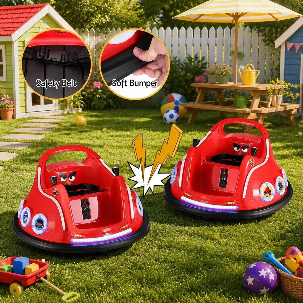 Ride On Bumper Car Red 6V Joystick Remote Control Dual Motors 360 Degree Rotation