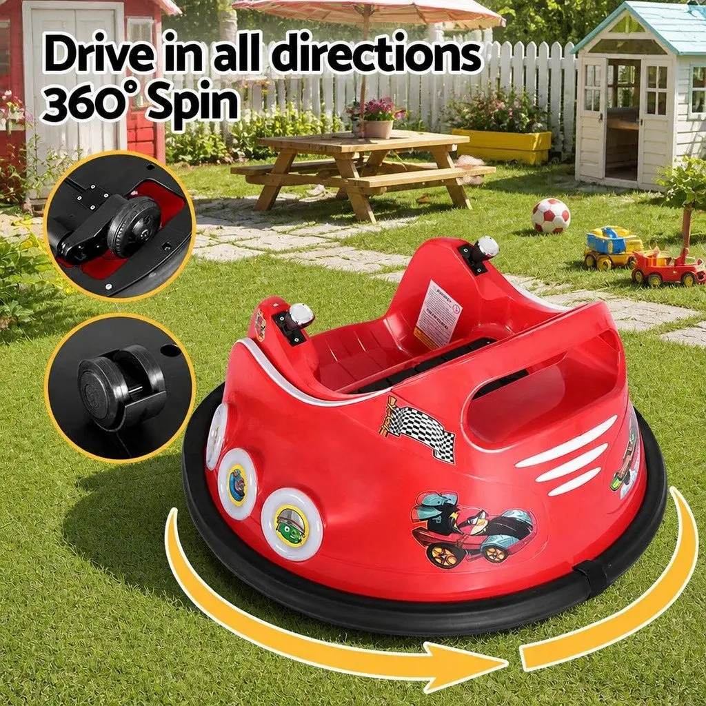 Ride On Bumper Car Red 6V Joystick Remote Control Dual Motors 360 Degree Rotation