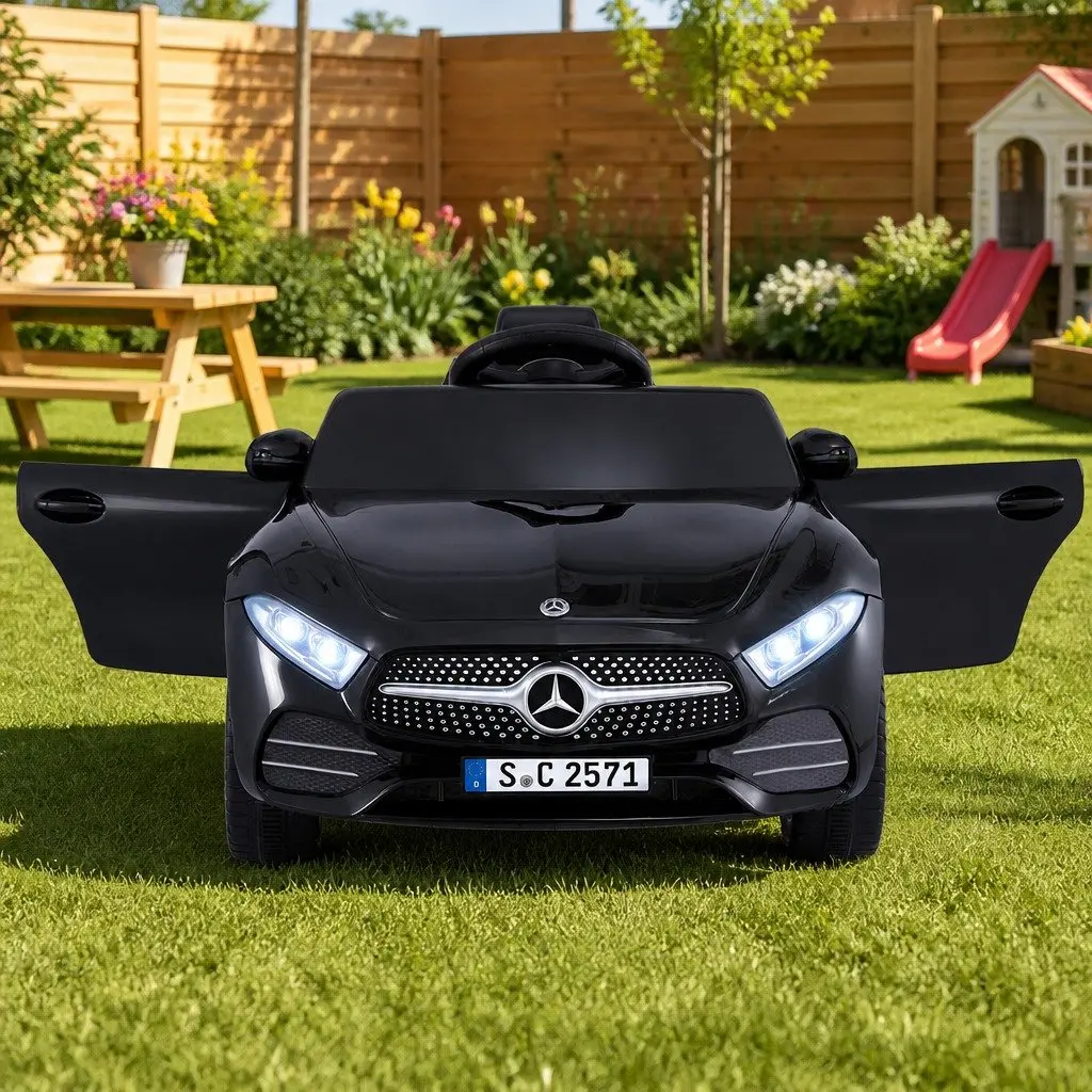 Kids Ride On Car Black 3 Years Remote Control Music Adjustable Safety Seat Belt