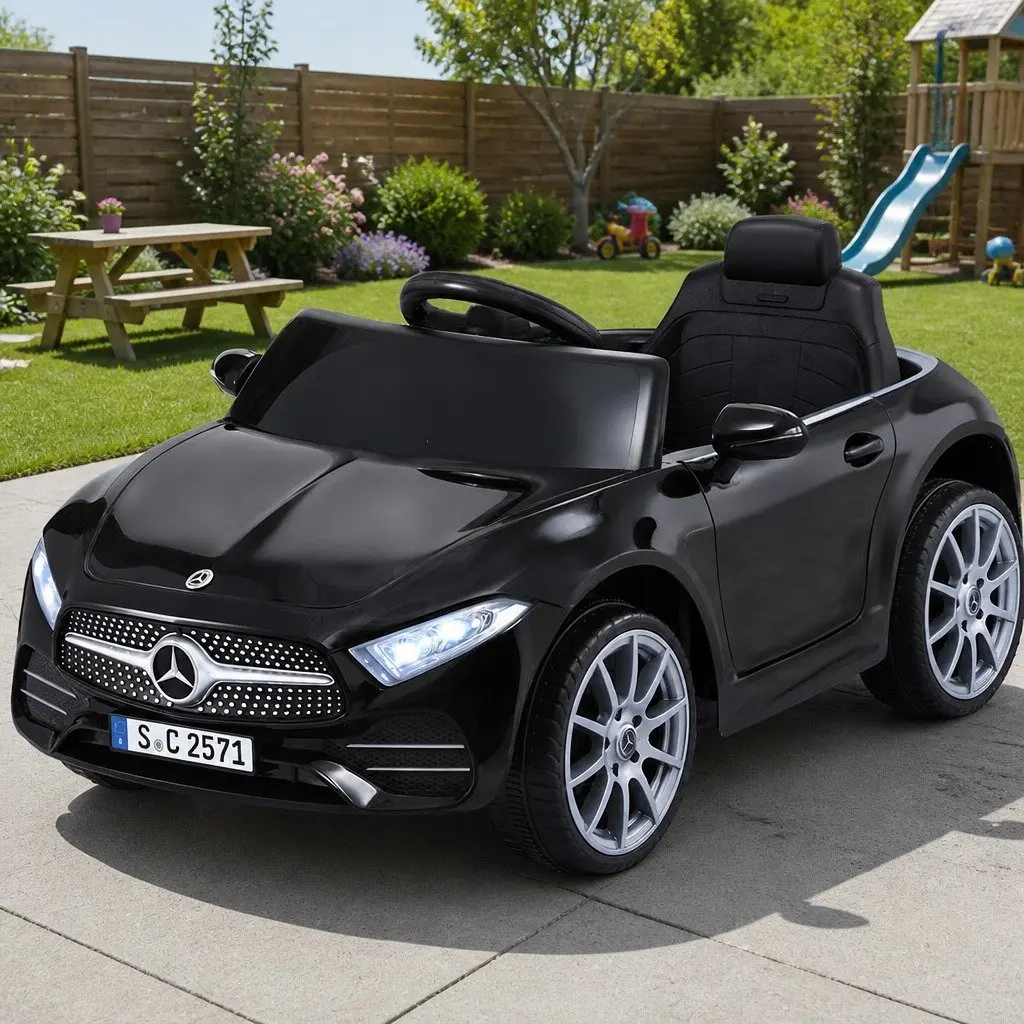 Kids Ride On Car Black 3 Years Remote Control Music Adjustable Safety Seat Belt