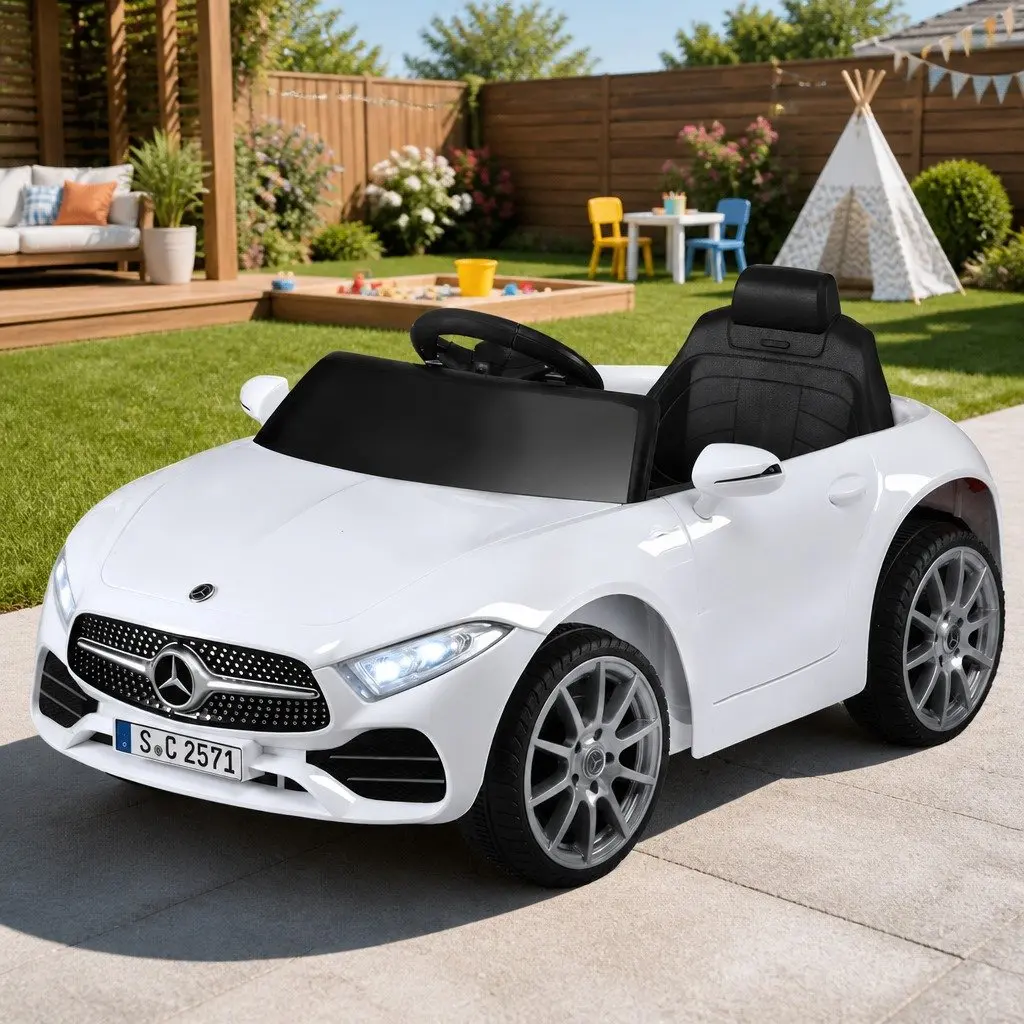 Kids Electric Ride On Car White Music Remote Control Outdoor Toy 3+ Years