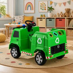 Compact Kids Ride On Garbage Truck - 12V Electric Toy