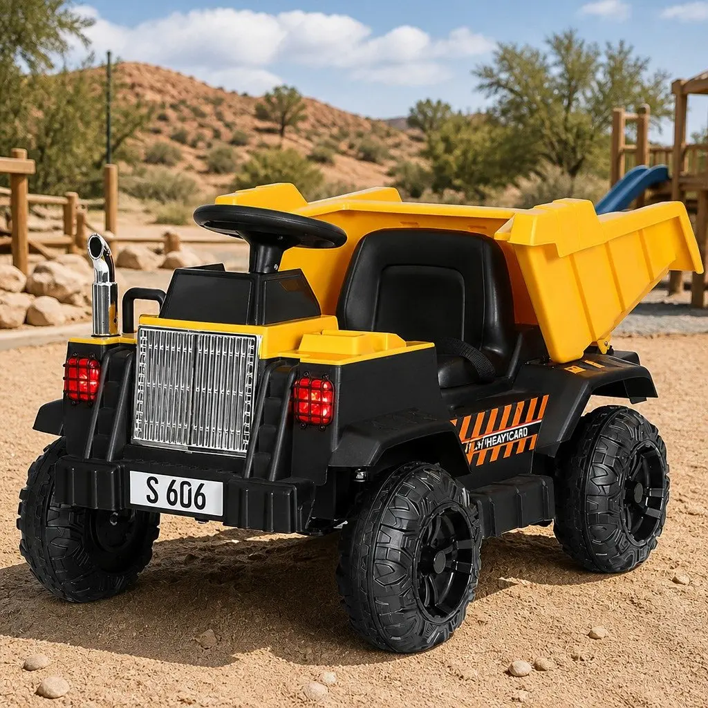Kids Electric Ride On Dumptruck Loader Toy 12V Yellow Black Battery Powered Car