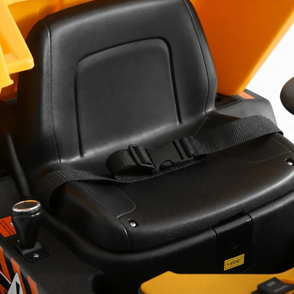 Kids Electric Ride On Dumptruck Toy Yellow Black 12V Battery Powered with Steering Wheel and Acceleration Pedal
