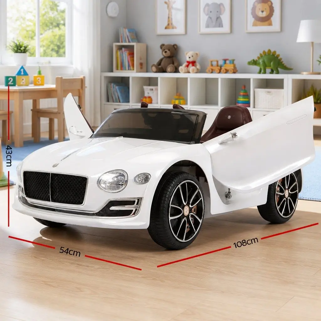 Kids Electric Ride On Car White 12V Bentley Licensed Remote Control Toy