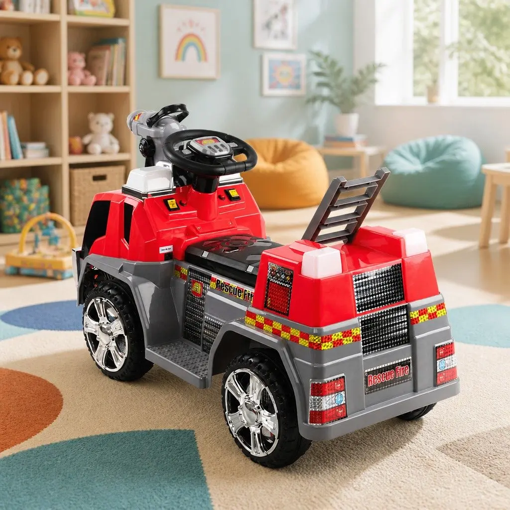 Kids Electric Ride On Fire Engine Truck 6V Battery Powered Toy Car Red