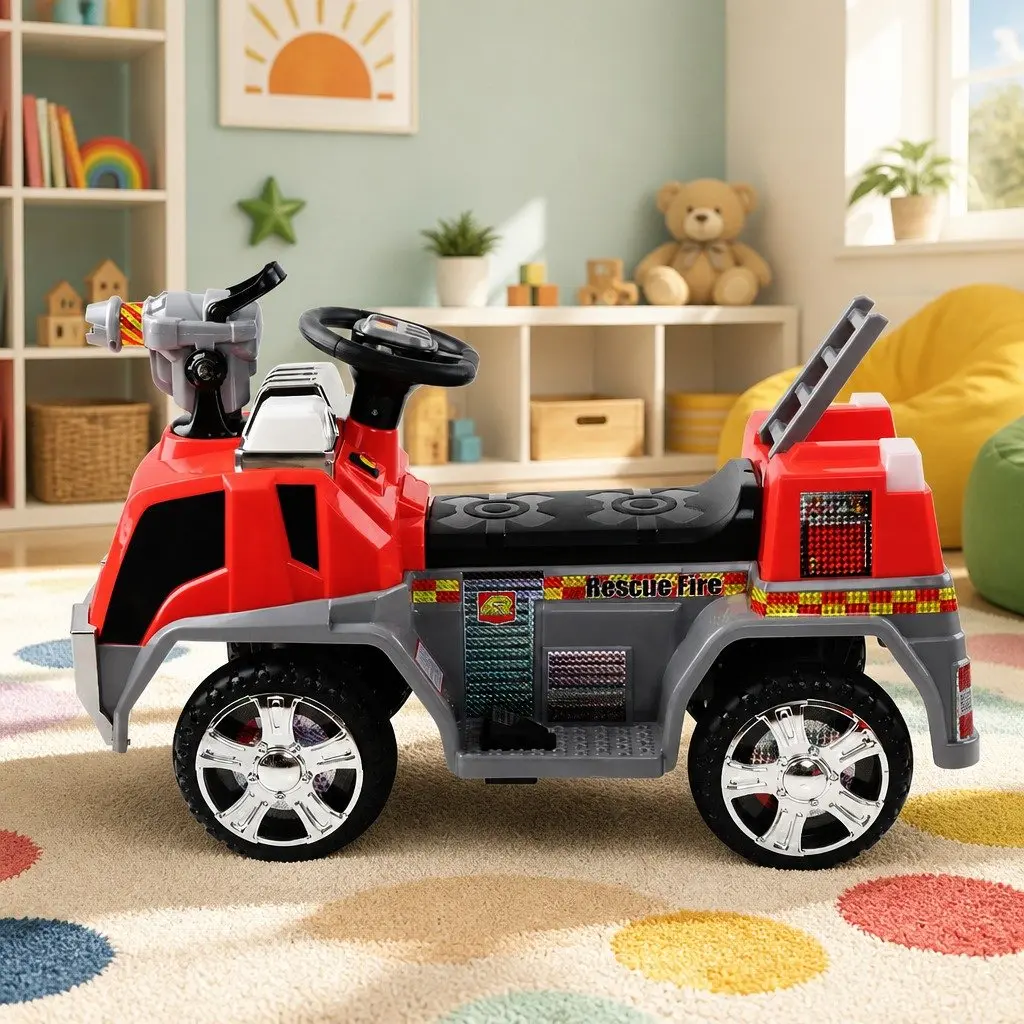 Kids Electric Ride On Fire Engine Truck 6V Battery Powered Toy Car Red