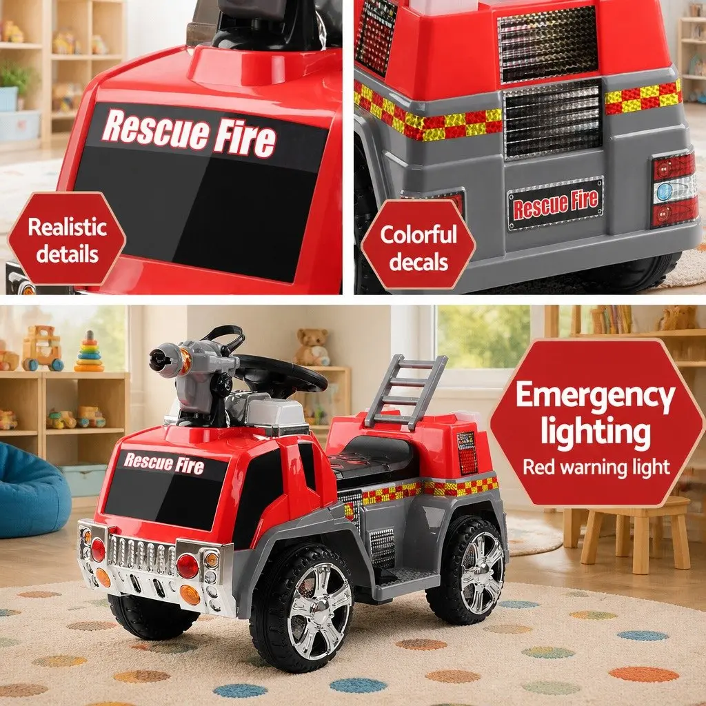 Kids Electric Ride On Fire Engine Truck 6V Battery Powered Toy Car Red