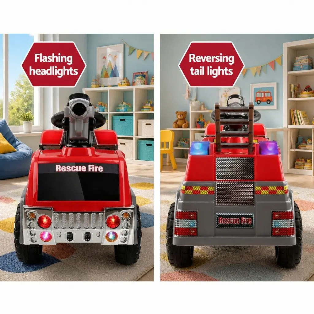 Kids Electric Ride On Fire Engine Truck 6V Battery Powered Toy Car Red