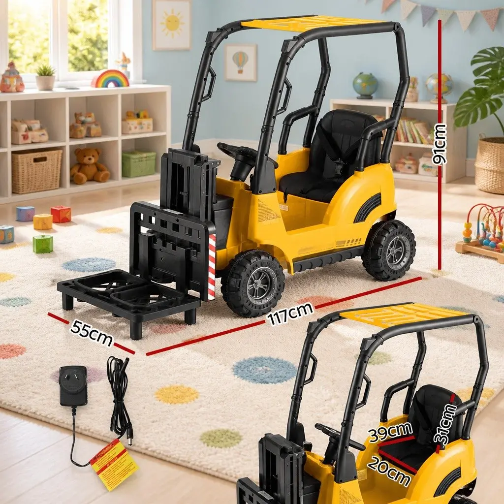 Kids Electric Ride On Forklift Loader 12V Yellow Construction Vehicle Toy Remote