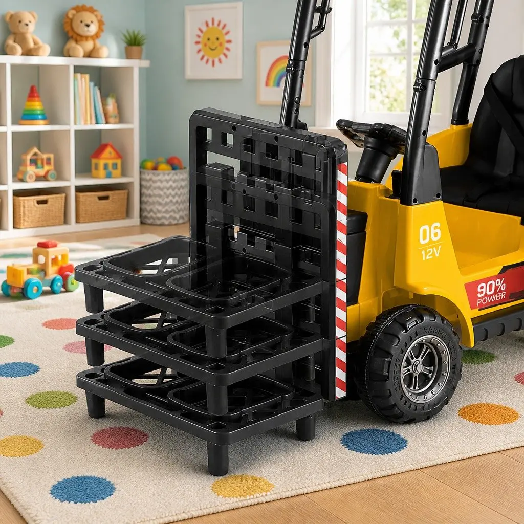 Kids Electric Ride On Forklift Loader 12V Yellow Construction Vehicle Toy Remote
