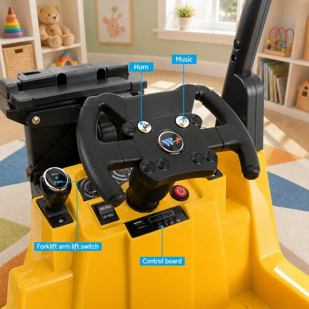 Kids Electric Ride On Forklift Loader 12V Yellow Construction Vehicle Toy Remote