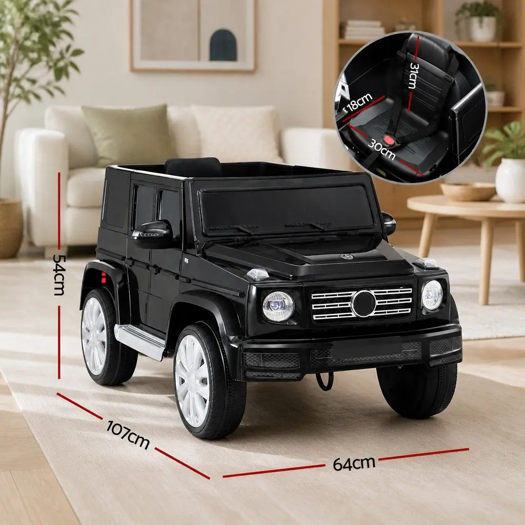 Kids Ride On Car Black 12V Electric Toy with Remote Control Horn Music Lights