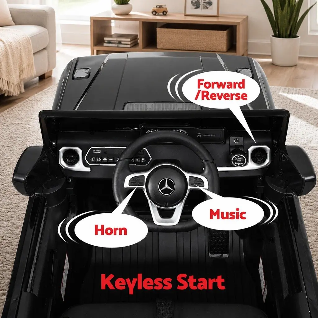 Kids Ride On Car Black 12V Electric Toy with Remote Control Horn Music Lights