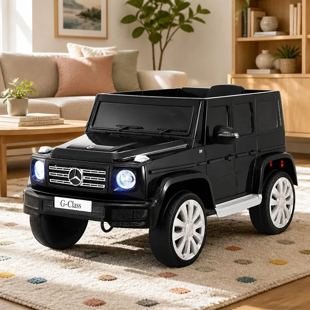 Kids Ride On Car Black 12V Electric Toy with Remote Control Horn Music Lights