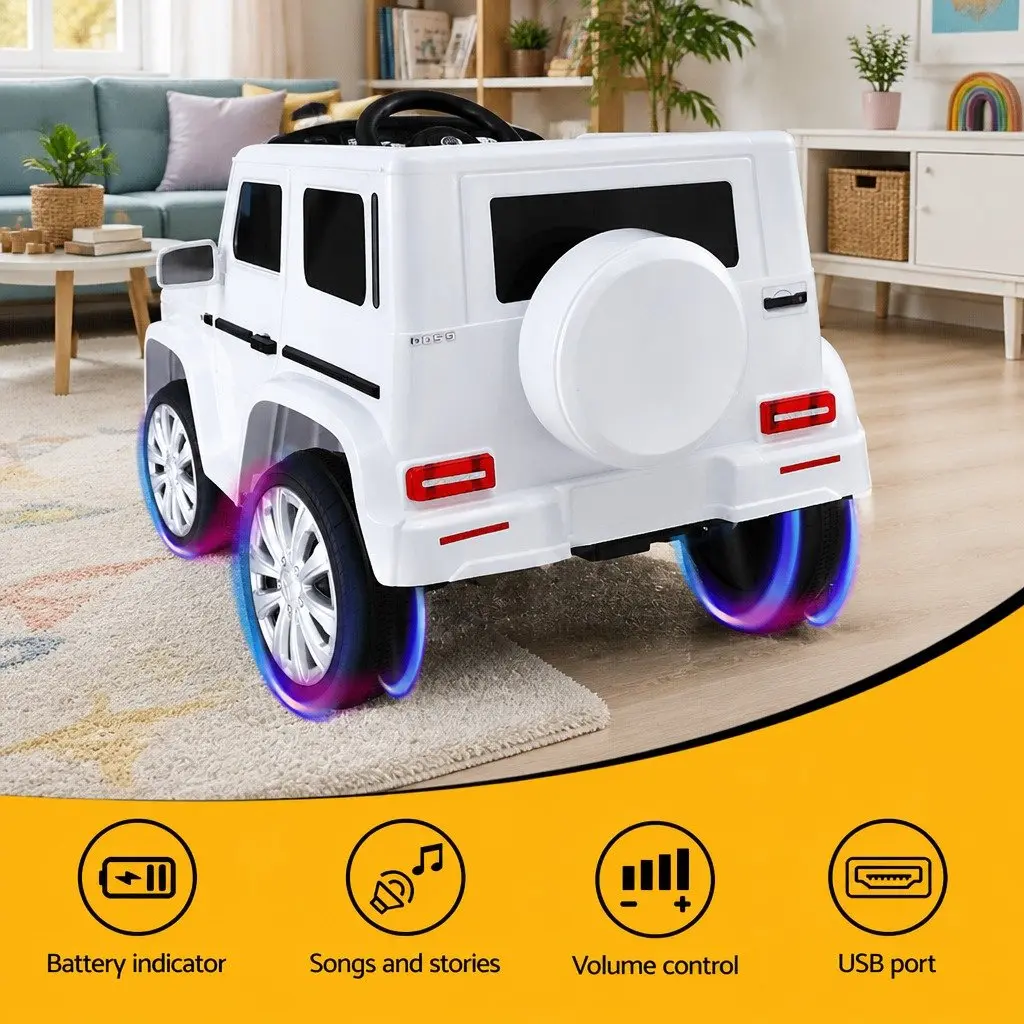 Kids Ride On Car White 12V Electric Toy Remote Control Horn Lights