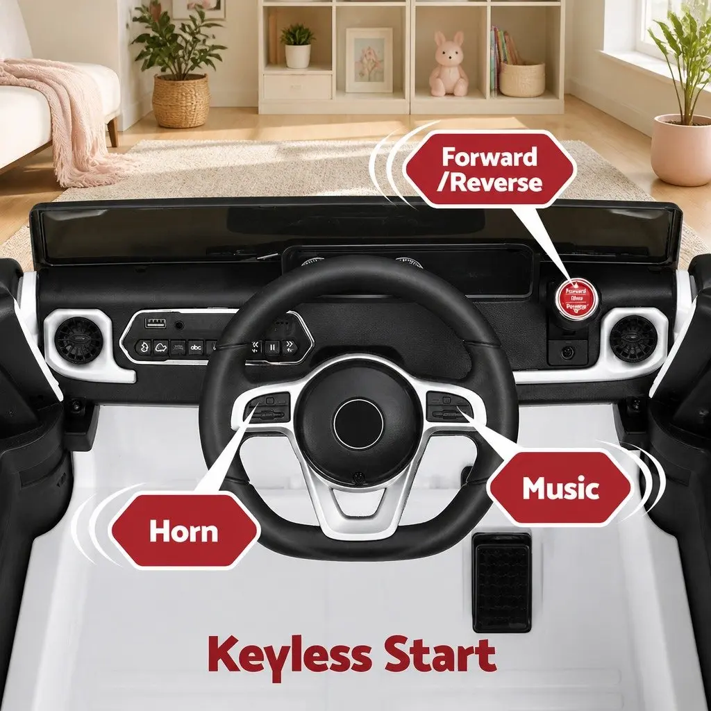 Kids Ride On Car White 12V Electric Toy Remote Control Horn Lights