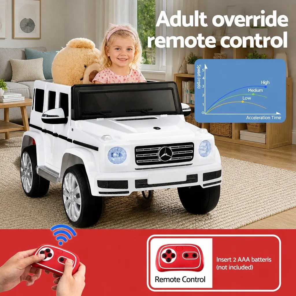 Kids Ride On Car White 12V Electric Toy Remote Control Horn Lights