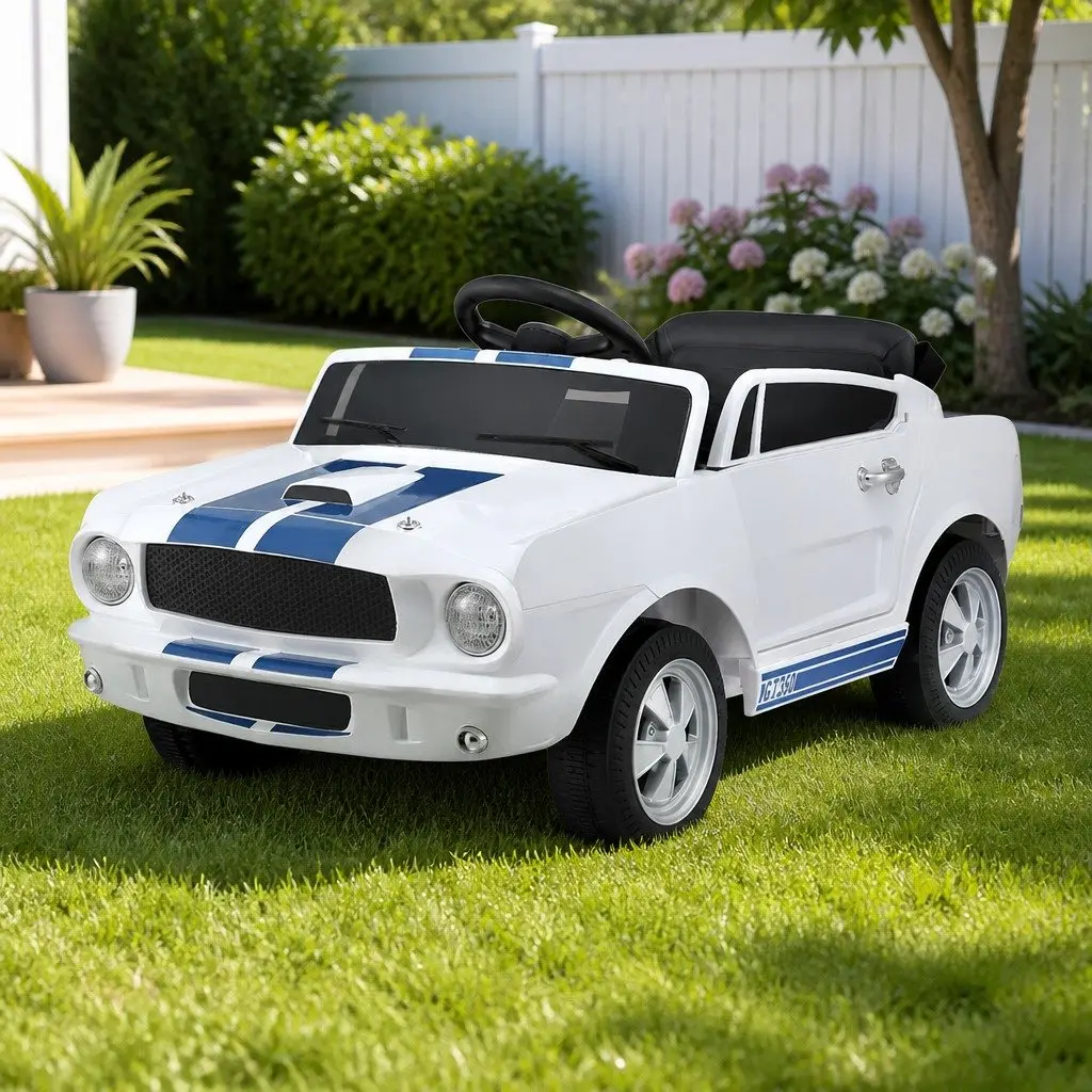 Kids Ride On Car White Adjustable Safety Seat Belt Remote Control