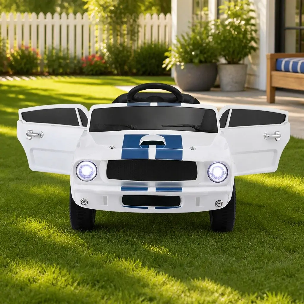 Kids Ride On Car White Adjustable Safety Seat Belt Remote Control