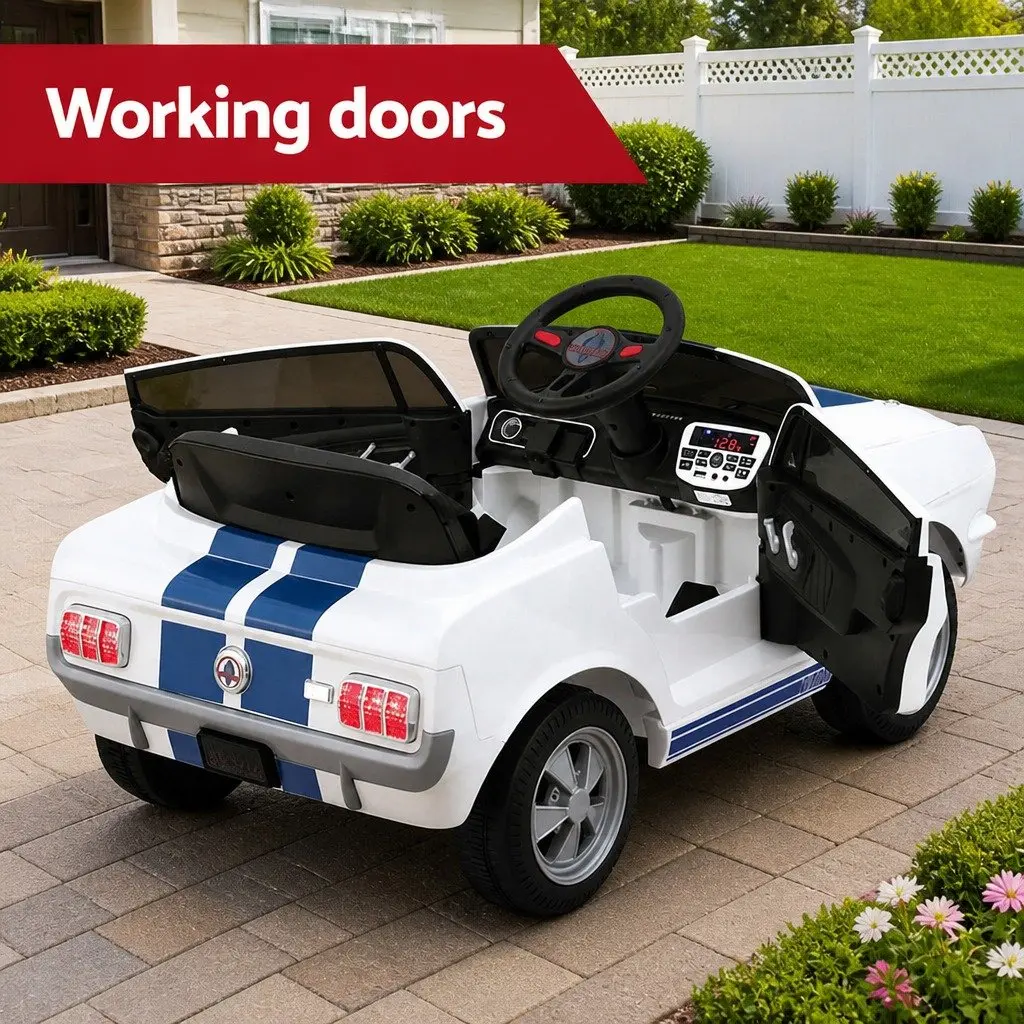 Kids Ride On Car White Adjustable Safety Seat Belt Remote Control