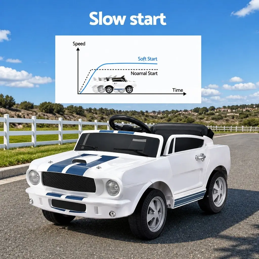 Kids Ride On Car White Adjustable Safety Seat Belt Remote Control