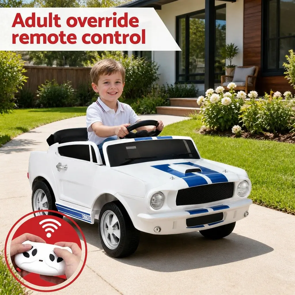 Kids Ride On Car White Adjustable Safety Seat Belt Remote Control
