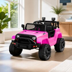 Compact 12V Pink Electric Jeep for Kids' Outdoor Play