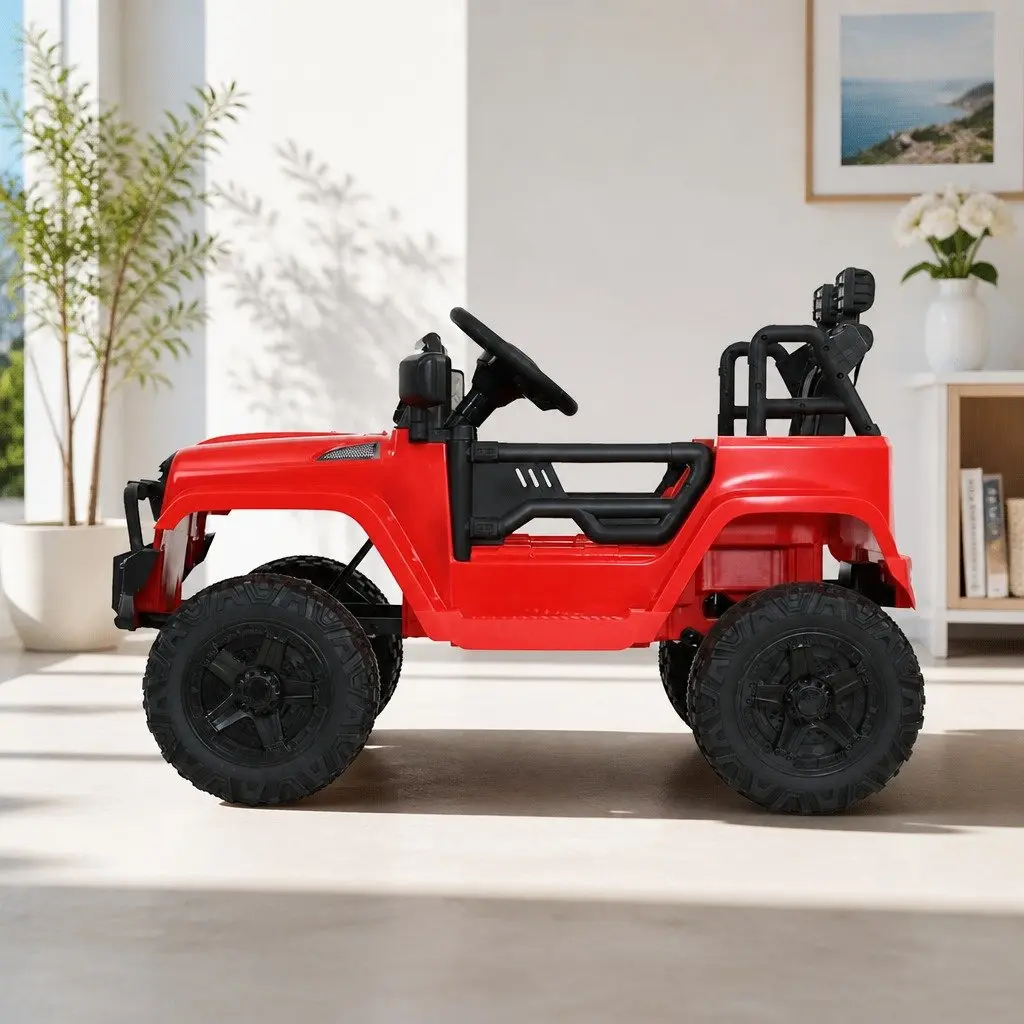 Kids Ride On Car Red 12V Jeep Toy Remote Control with Steering Wheel and Pedal
