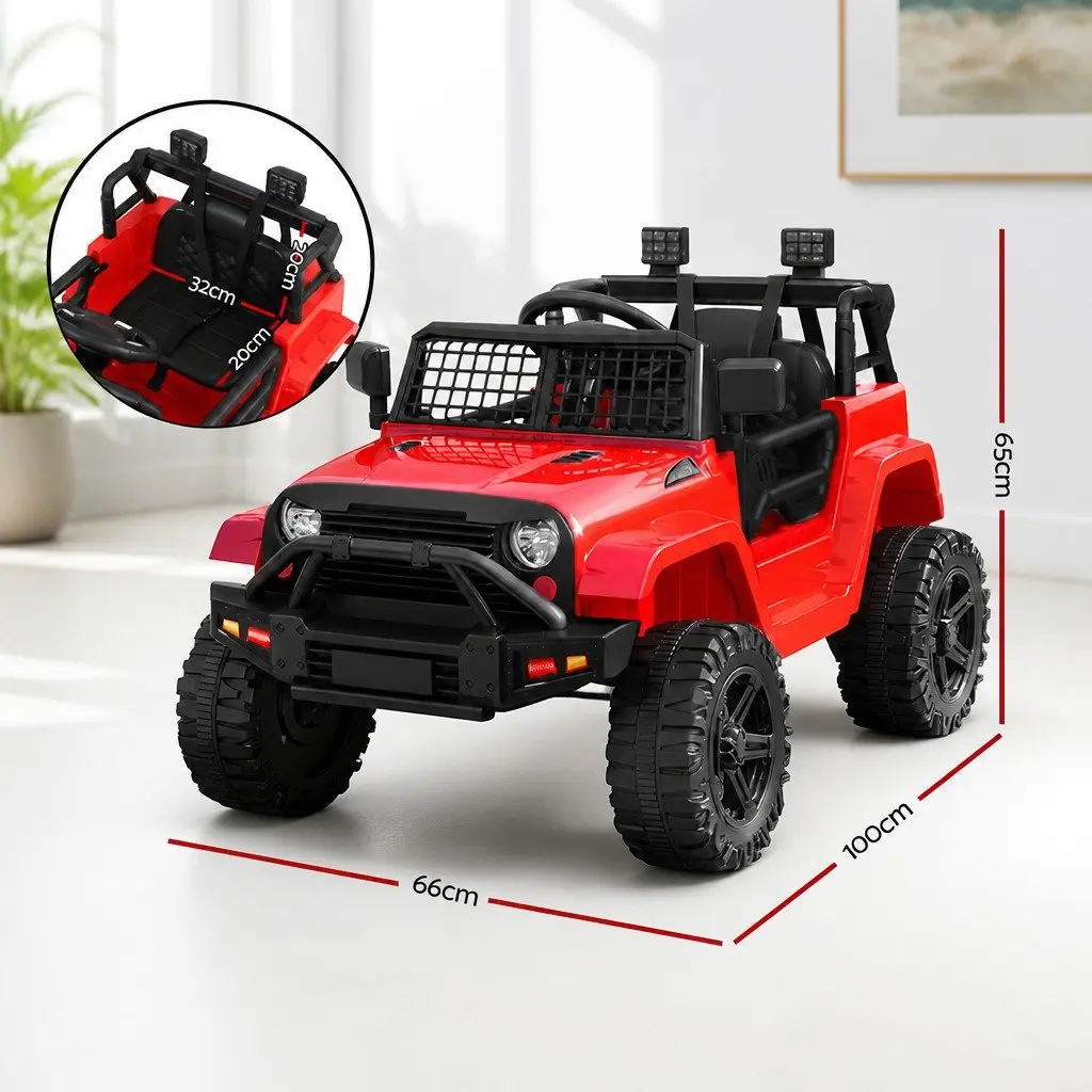 Kids Ride On Car Red 12V Jeep Toy Remote Control with Steering Wheel and Pedal