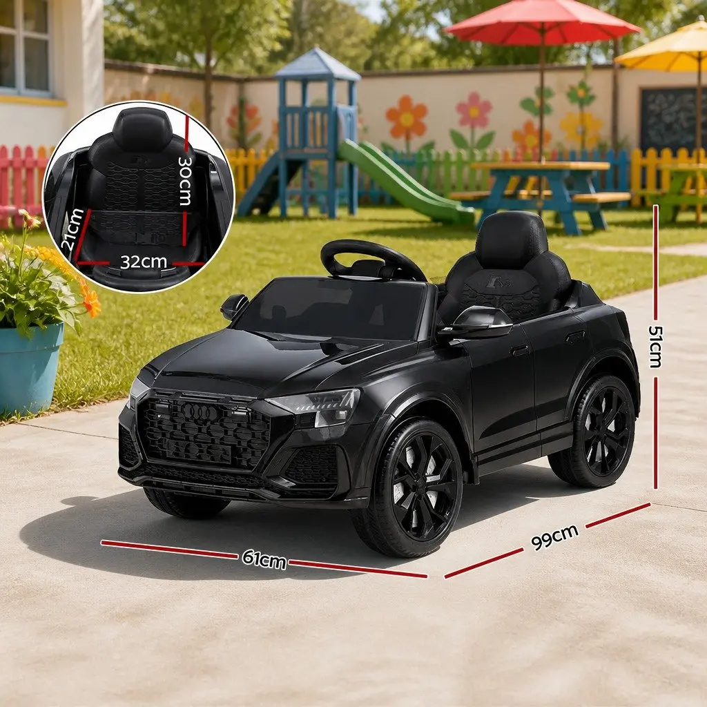 Kids Ride On Car Black 12V Electric Remote Control Steering Wheel Pedal