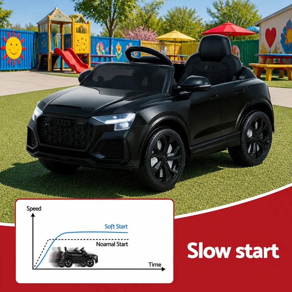 Kids Ride On Car Black 12V Electric Remote Control Steering Wheel Pedal