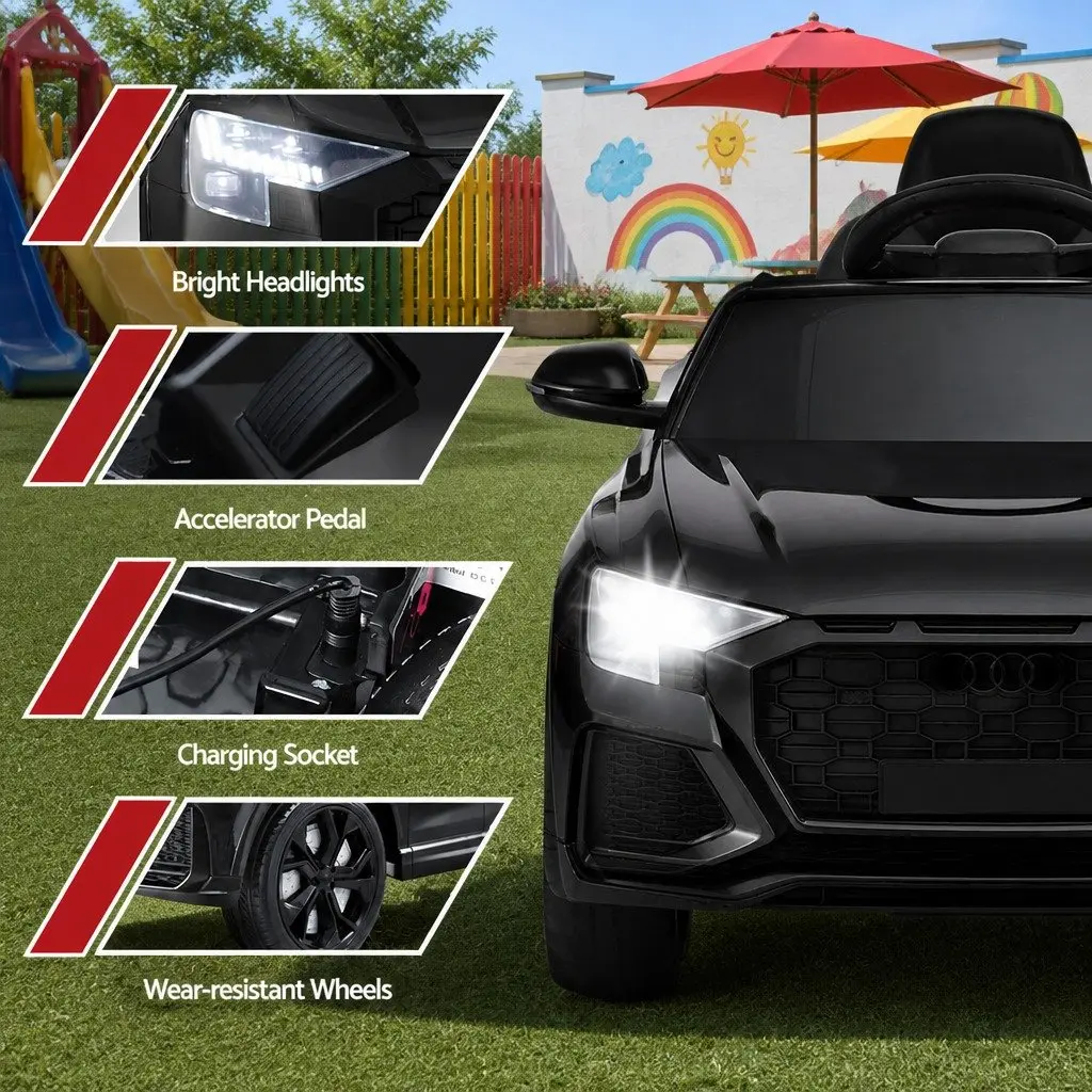 Kids Ride On Car Black 12V Electric Remote Control Steering Wheel Pedal